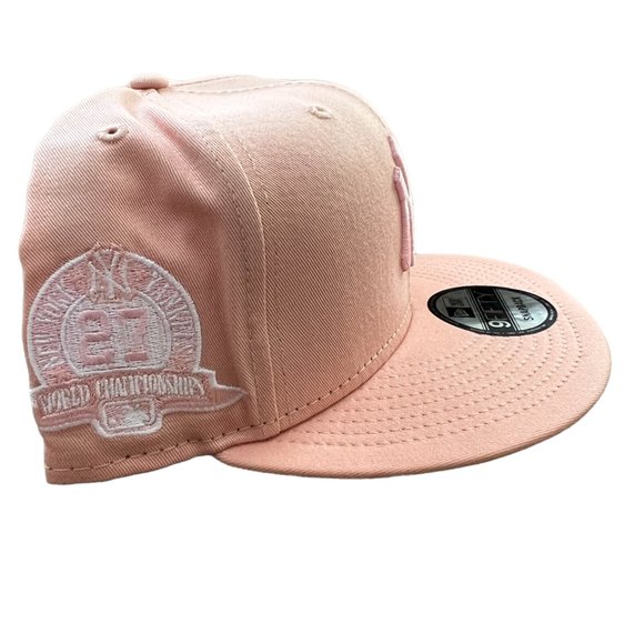New Era New York Yankees 27 Championships 9FIFTY Snapback Hat Peach Pink UV - Picture 2 of 5